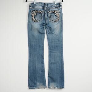 Miss Me Signature Bootcut Jeans Size 26 Embellished Pockets